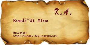 Komádi Alex névjegykártya